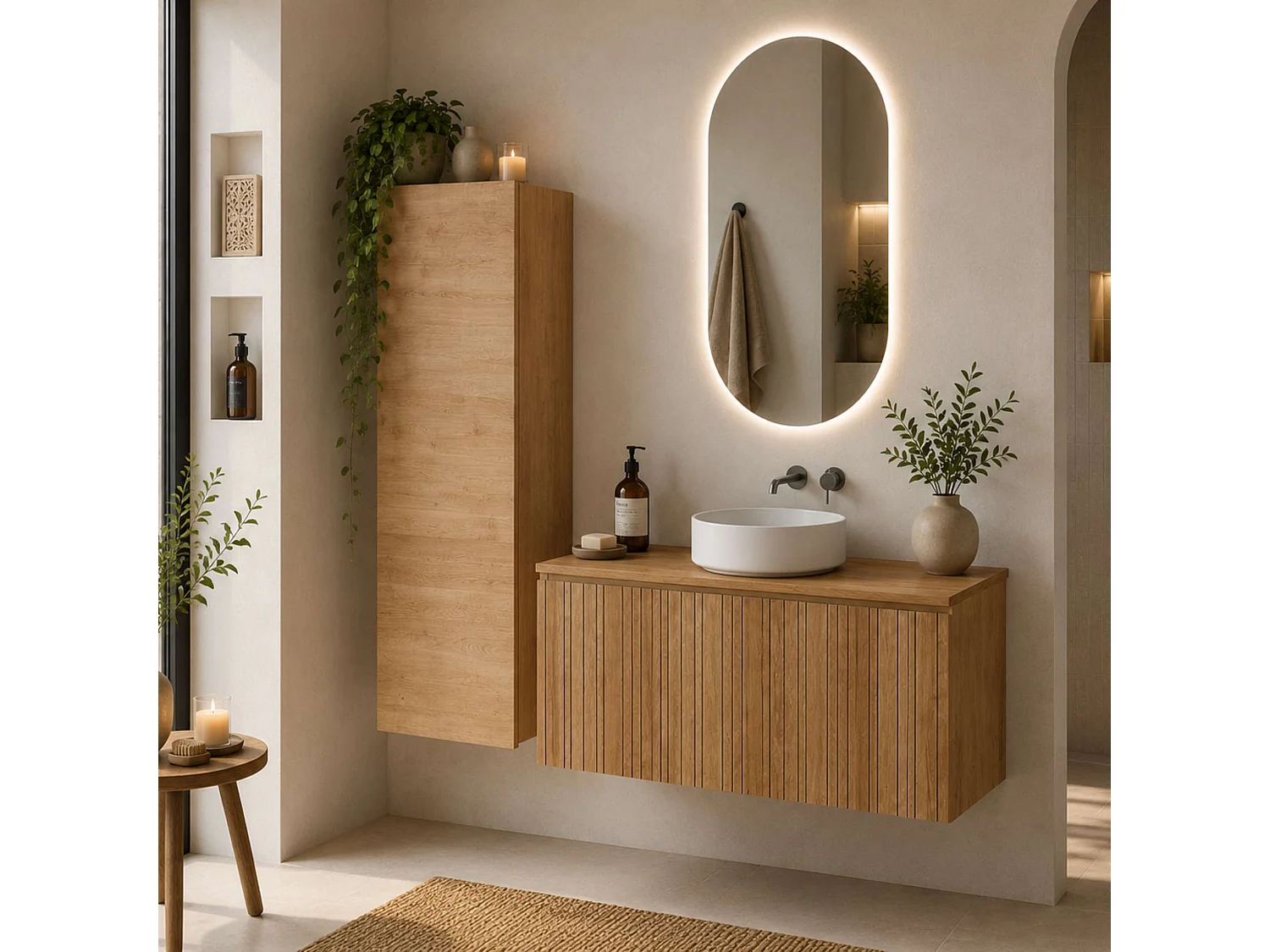 Colonne de rangement salle de bain Sand l.35 x P.25 x H.110 cm - NOFER Sand