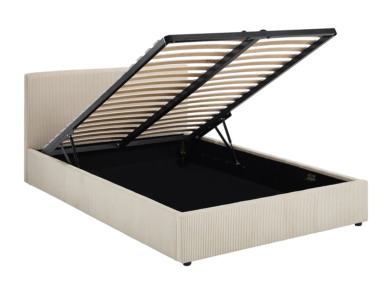 Lit coffre 140 x 200 cm - Velours côtelé – Crème - VALME