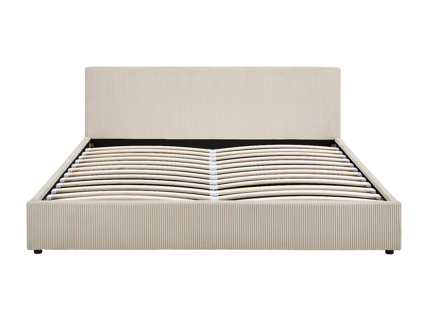 Lit coffre 200 x 200 cm - Velours côtelé – Crème - VALME