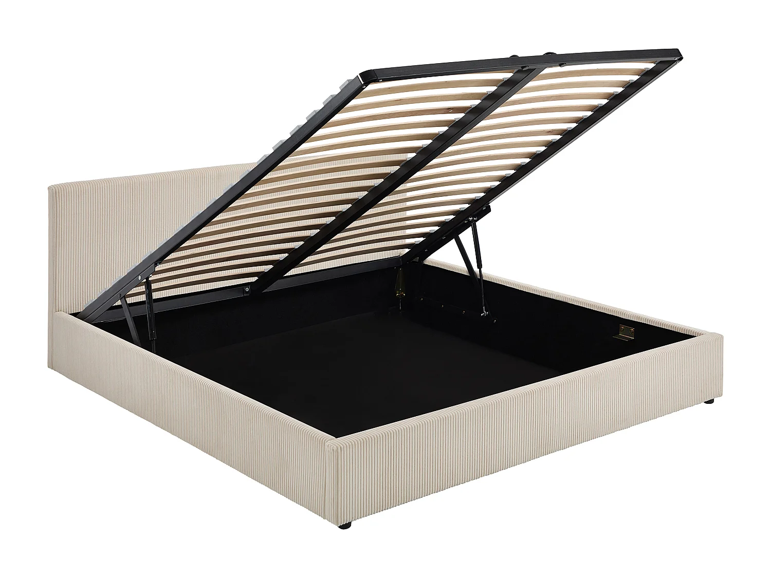 Lit coffre 200 x 200 cm - Velours côtelé – Crème - VALME