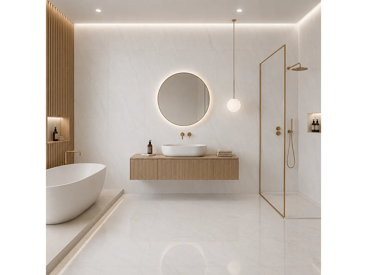 Pack de 3 panneaux muraux de salle de bain marbre blanc