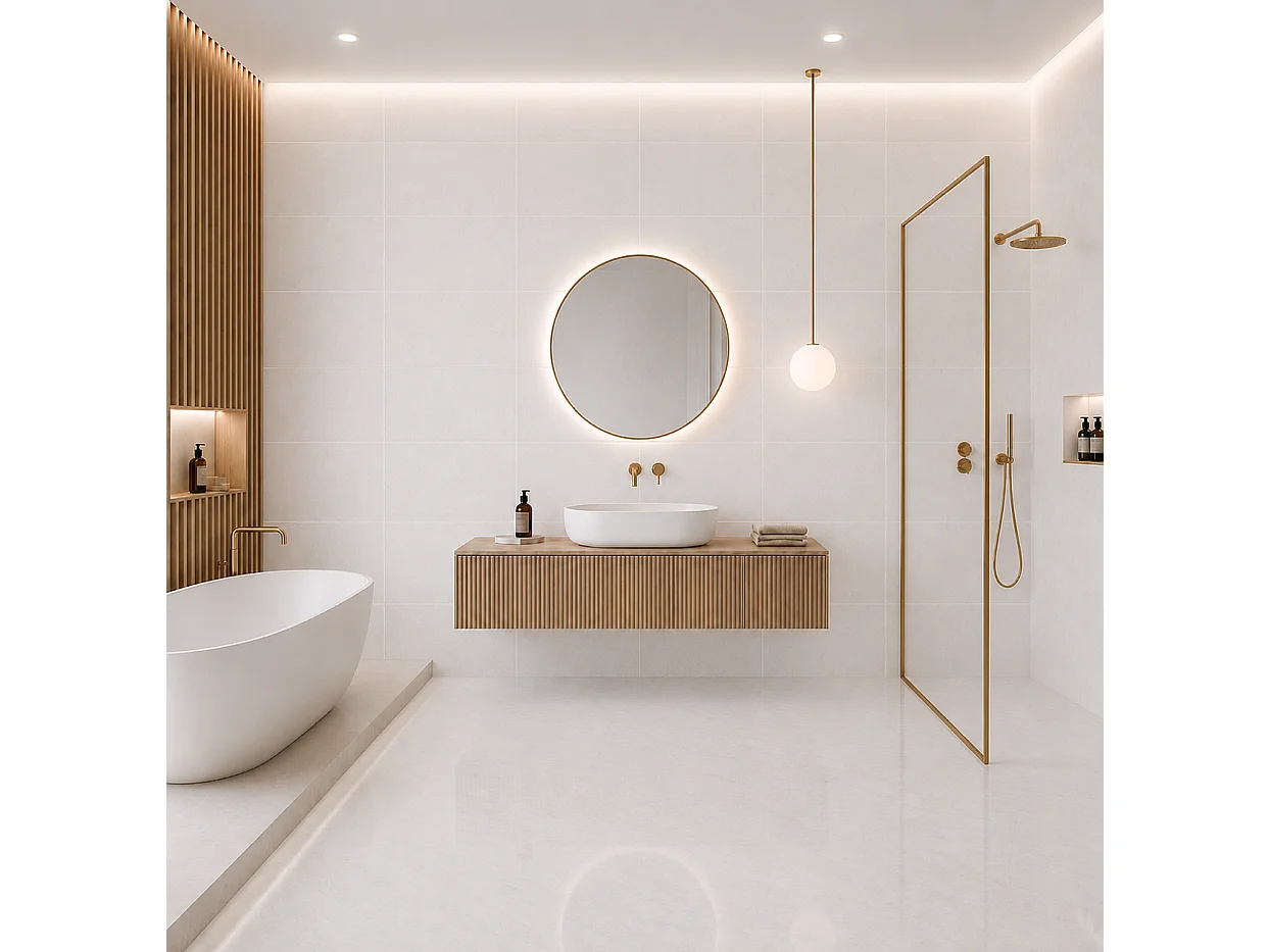 Pack de 3 panneaux muraux de salle de bain marbre blanc