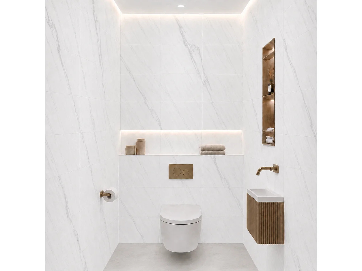 Pack de 3 panneaux muraux de salle de bain marbre blanc