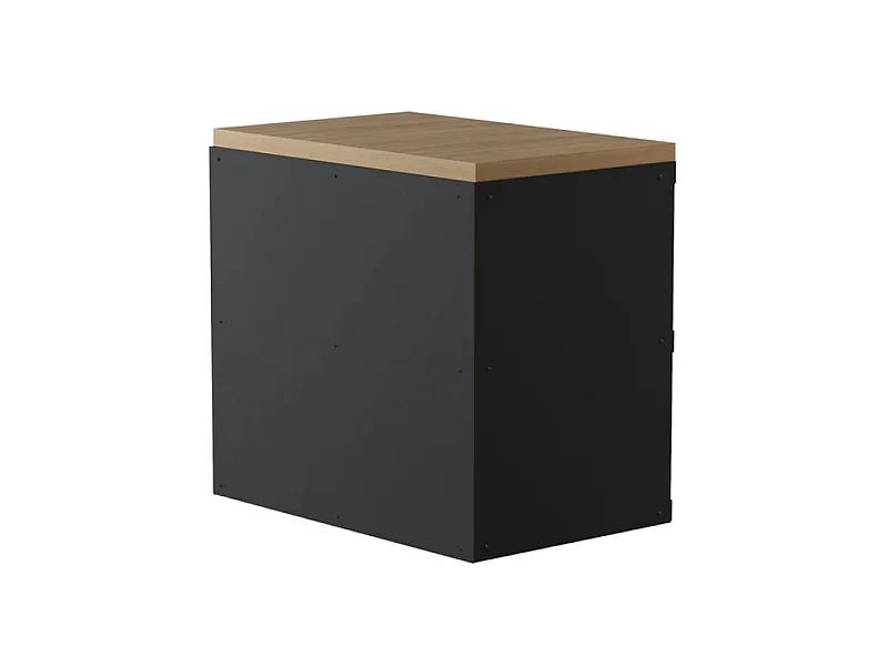 Firten Steel Black Outdoor Cart med obehandlad naturlig trätopp - 120x100x15 cm