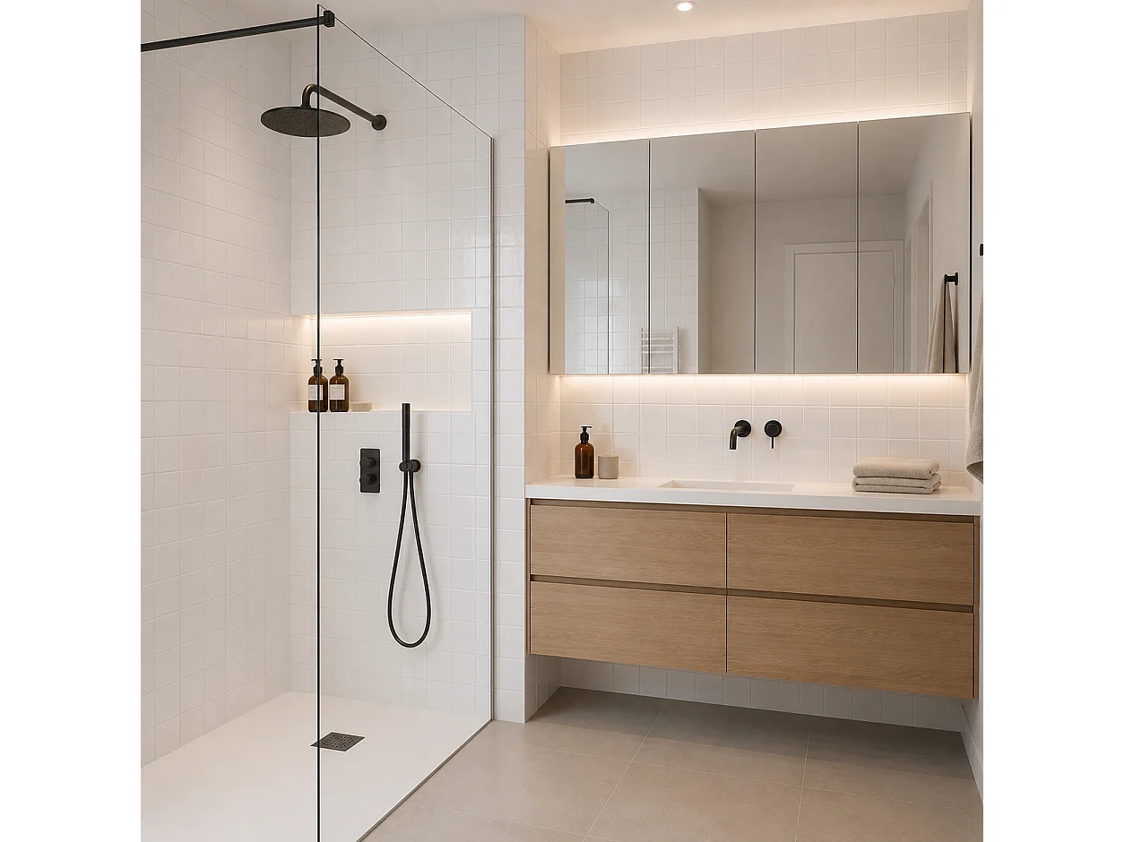 Pack de 3 panneaux muraux de salle de bain carrelage blank