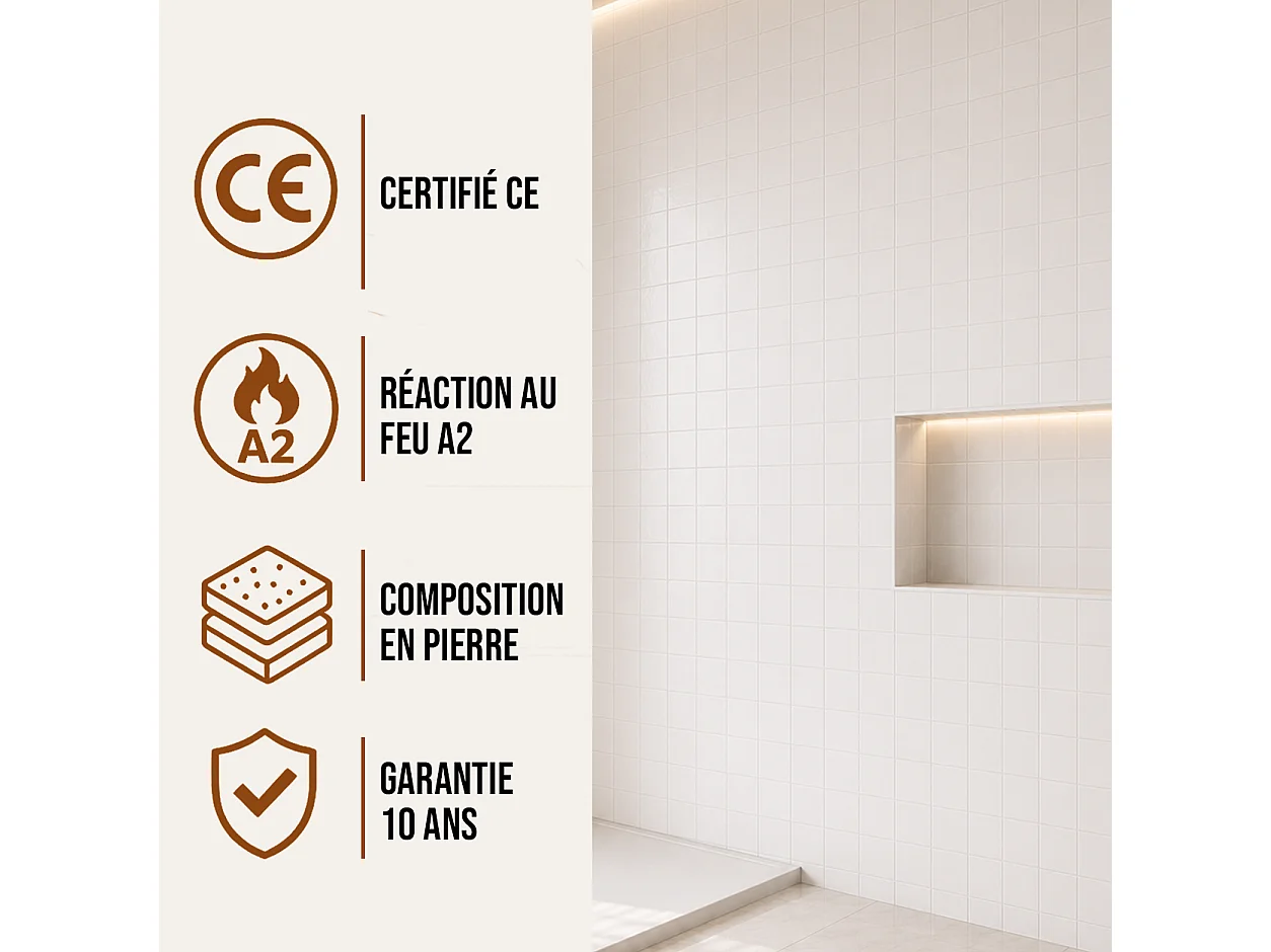 Pack de 3 panneaux muraux de salle de bain carrelage blank