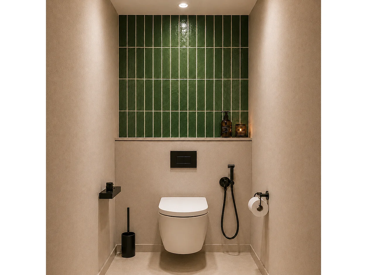 Pack de 3 panneaux muraux de salle de bain carrelage vert