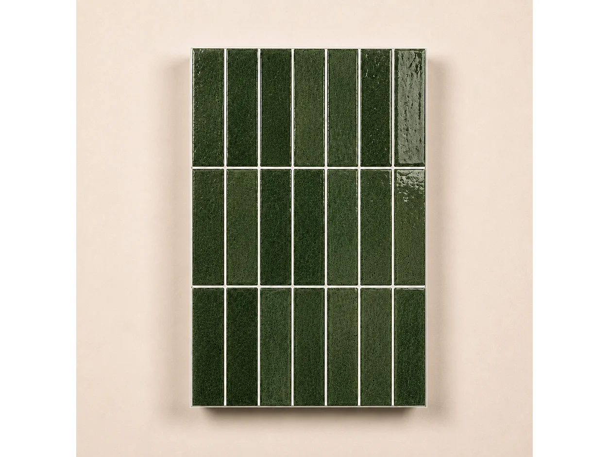 Pack de 3 panneaux muraux de salle de bain carrelage vert