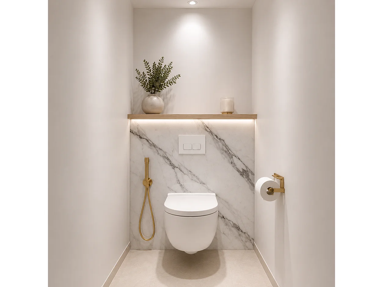 Panneau mural de salle de bain effet marbre blanc
