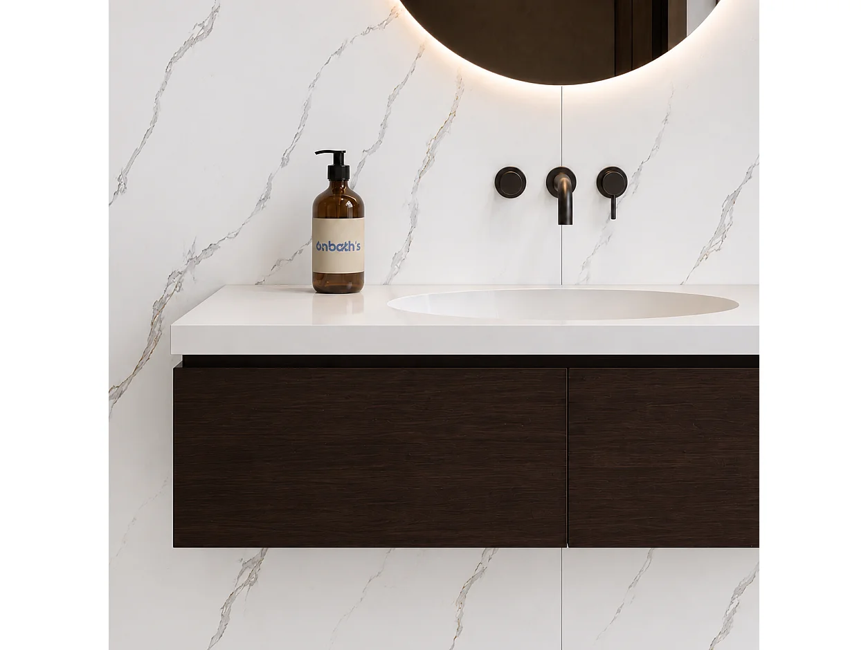 Panneau mural de salle de bain effet marbre blanc
