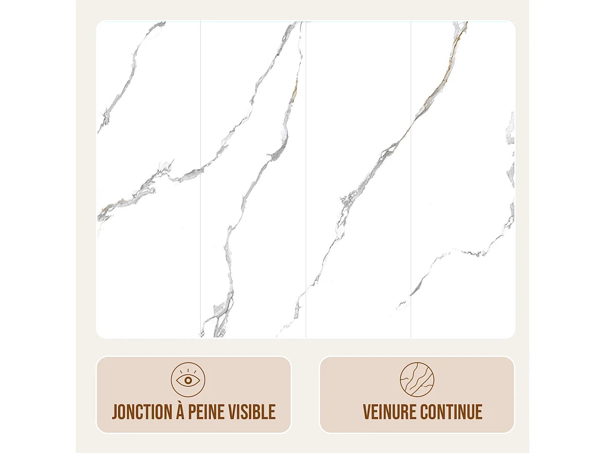 Panneau mural de salle de bain effet marbre blanc