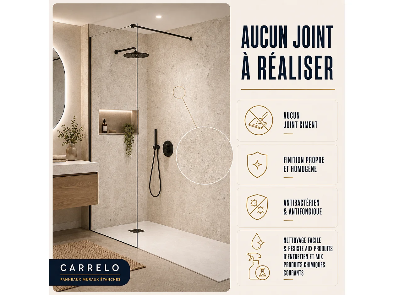 Panneau mural de salle de bain effet marbre noir