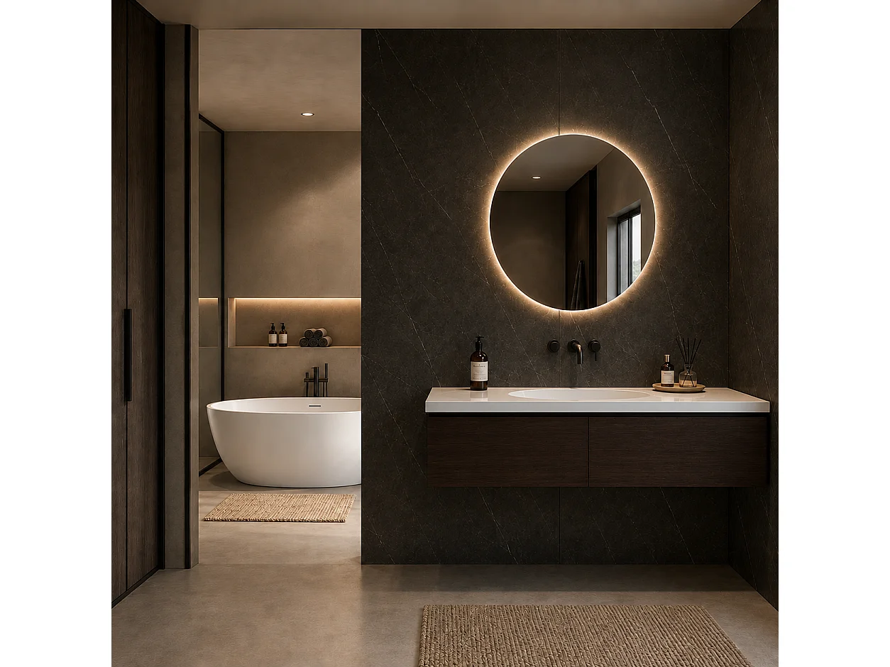 Panneau mural de salle de bain effet marbre noir