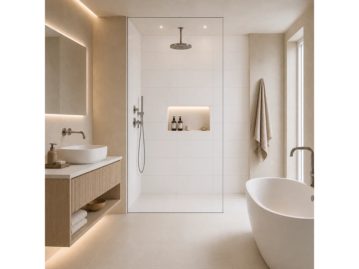 Pack de 3 panneaux muraux de salle de bain carrelage blanc brillant