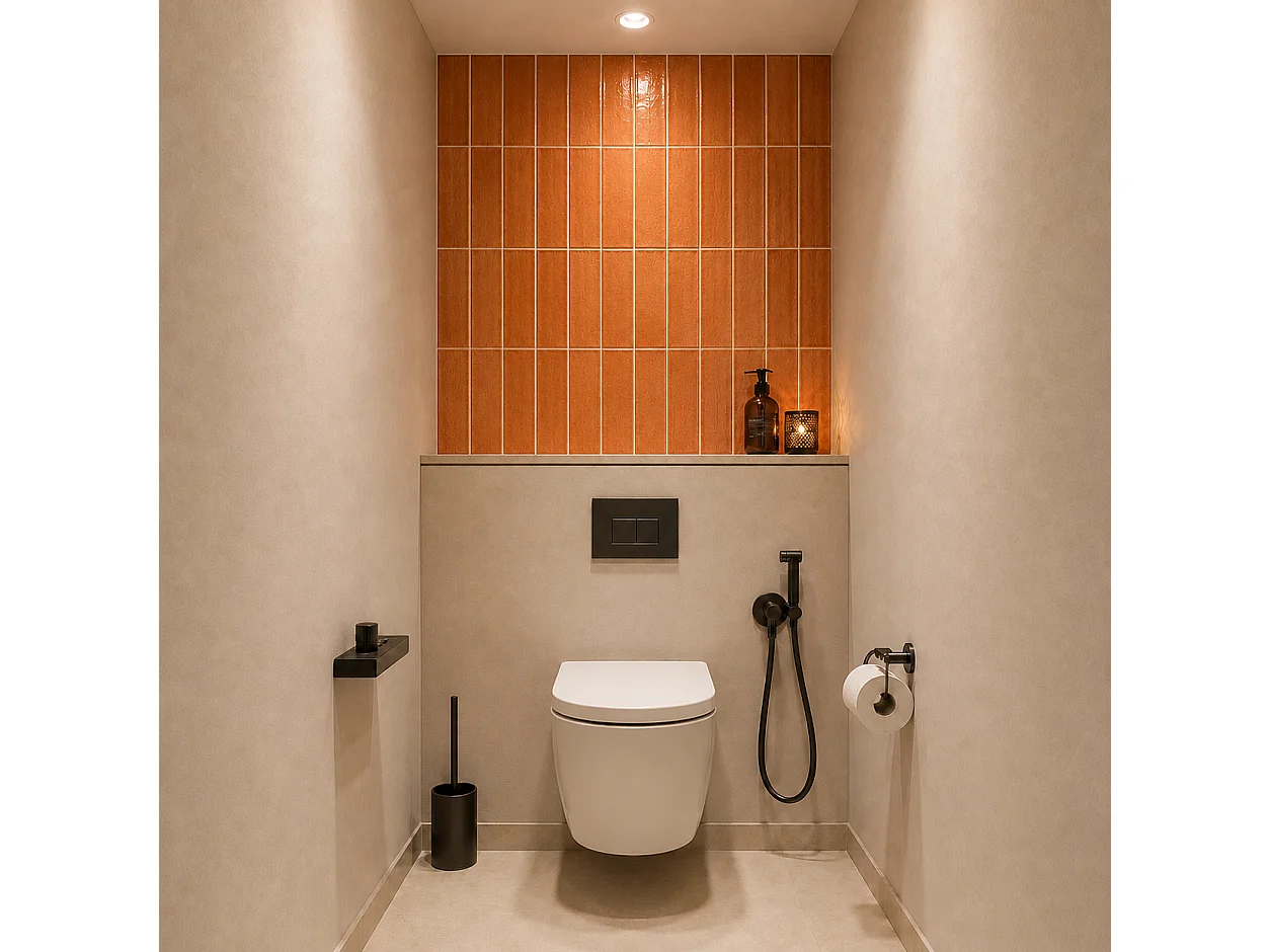 Pack de 3 panneaux muraux de salle de bain carrelage orange