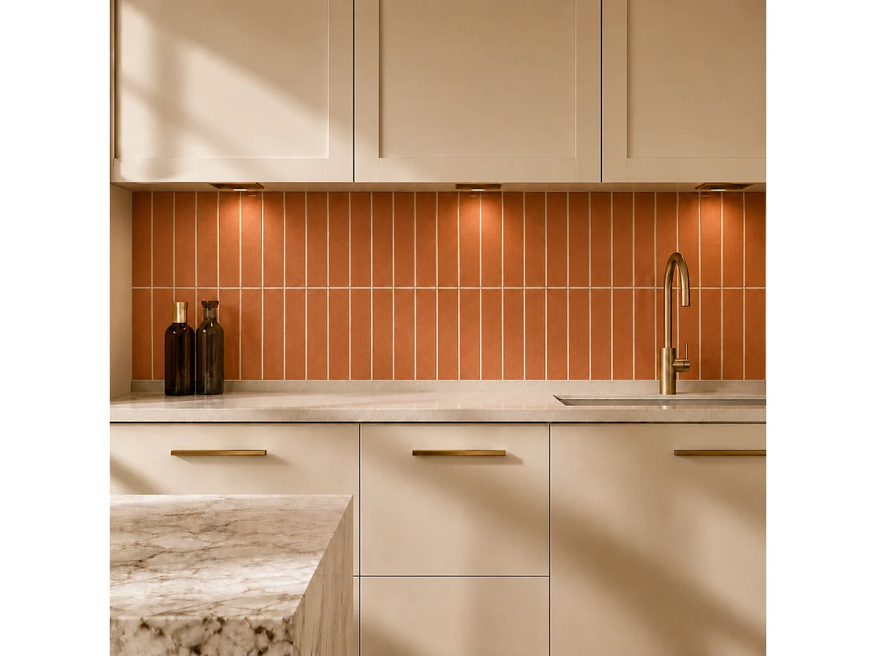 Pack de 3 panneaux muraux de salle de bain carrelage orange