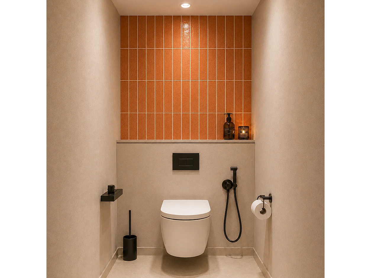 Pack de 3 panneaux muraux de salle de bain carrelage orange