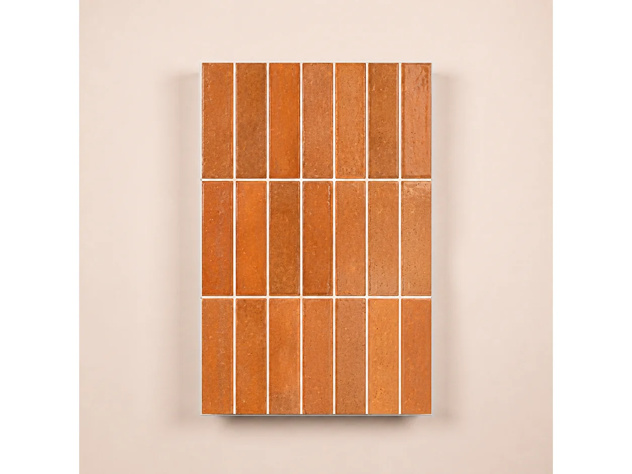 Pack de 3 panneaux muraux de salle de bain carrelage orange