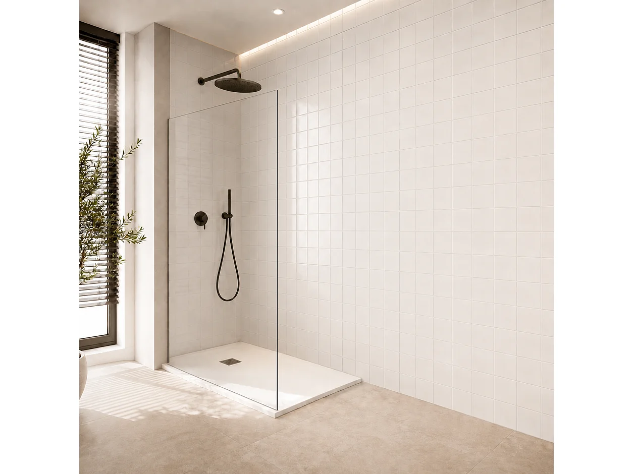 Pack de 3 panneaux muraux de salle de bain carrelage Travertine