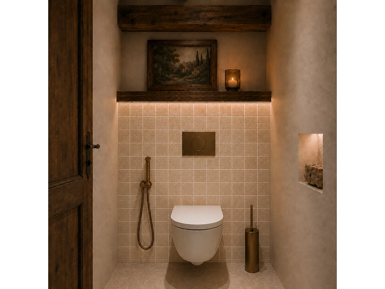 Pack de 3 panneaux muraux de salle de bain carrelage Travertine