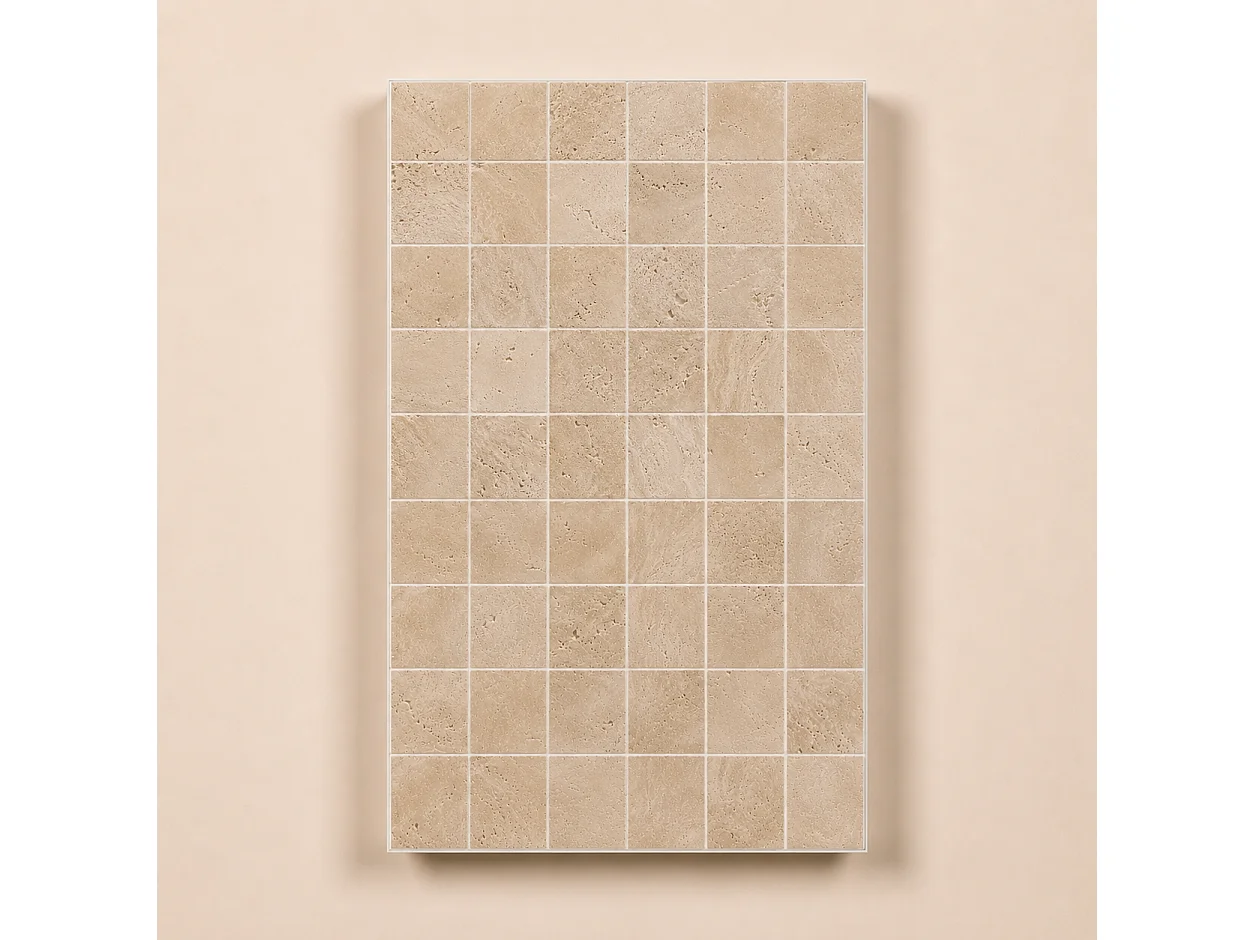 Pack de 3 panneaux muraux de salle de bain carrelage Travertine