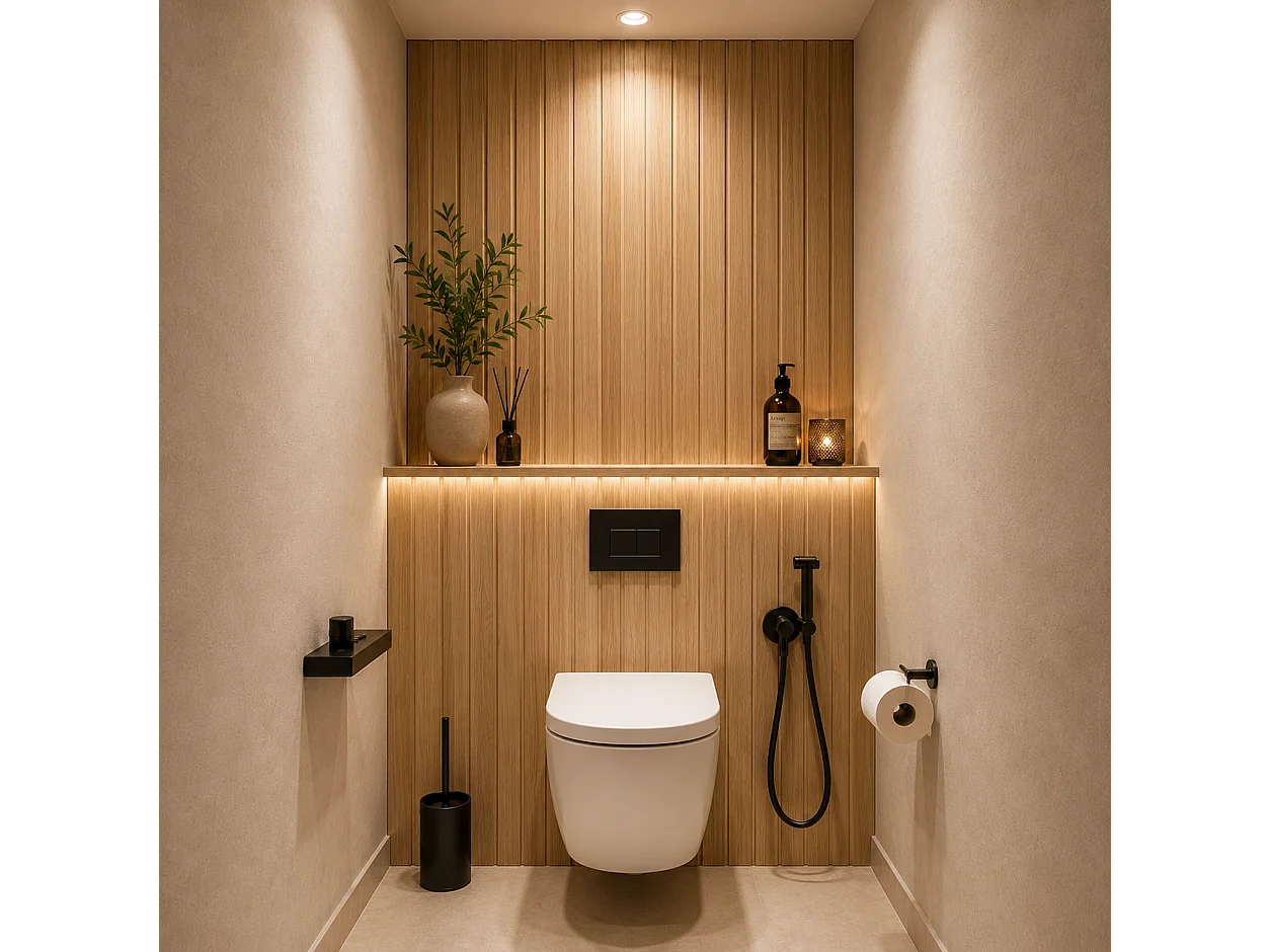Pack de 3 panneaux muraux de salle de bain effet bois