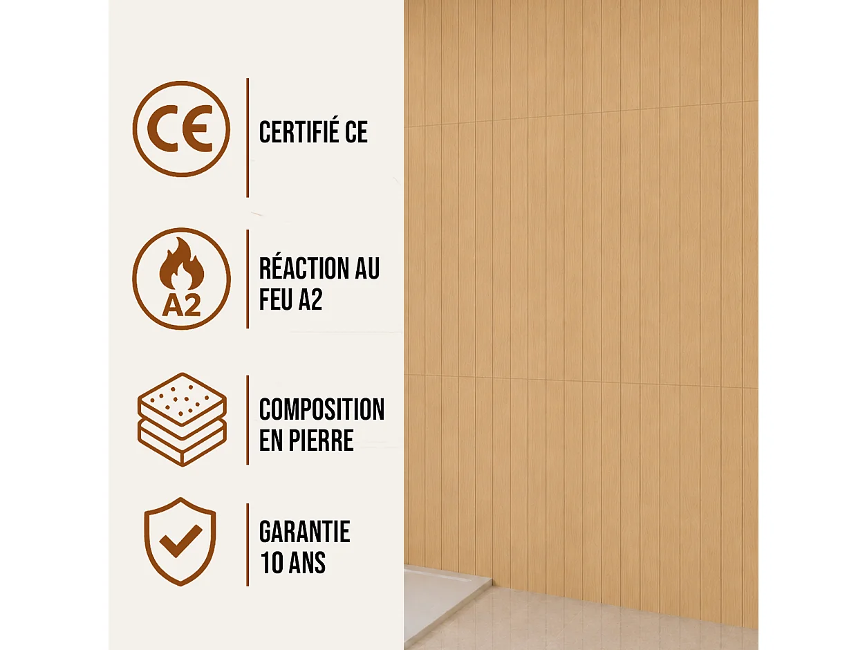 Pack de 3 panneaux muraux de salle de bain effet bois