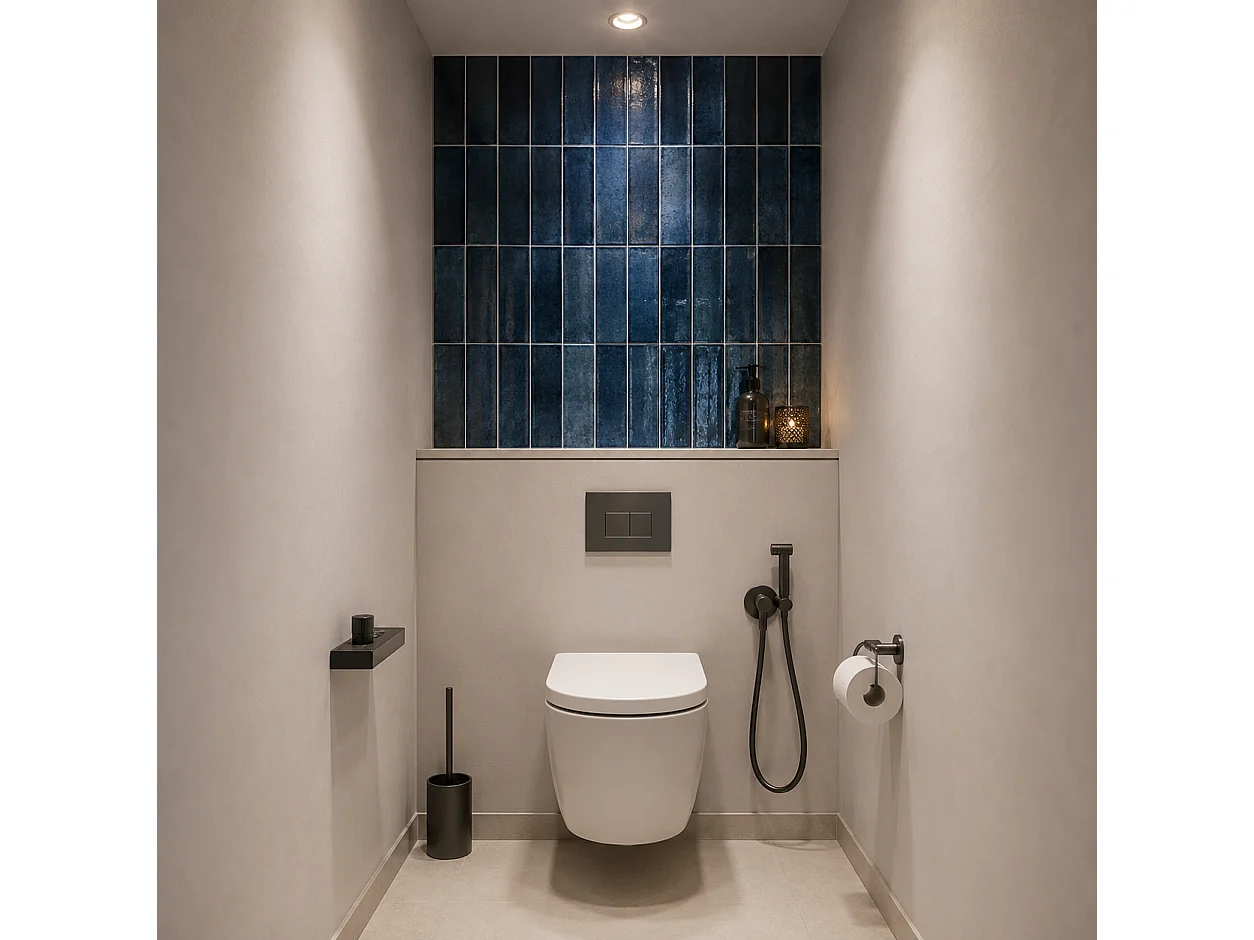 Pack de 3 panneaux muraux de salle de bain carrelage Bleu