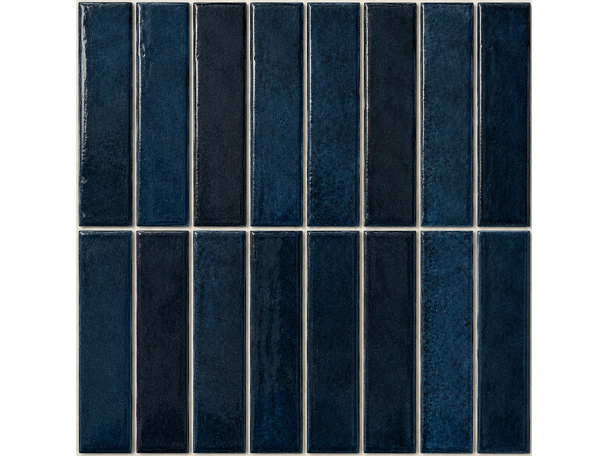 Pack de 3 panneaux muraux de salle de bain carrelage Bleu