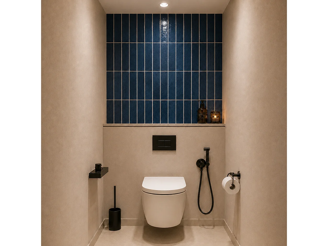 Pack de 3 panneaux muraux de salle de bain carrelage Bleu