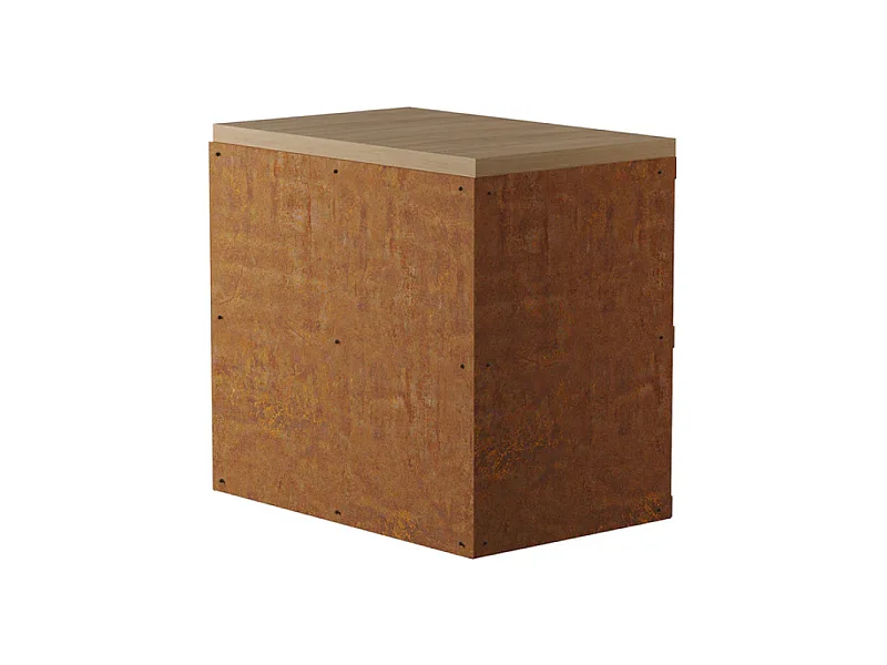 Firten Steel Corten Utomhusvagn med obehandlad naturlig trätopp - 120x100x15 cm