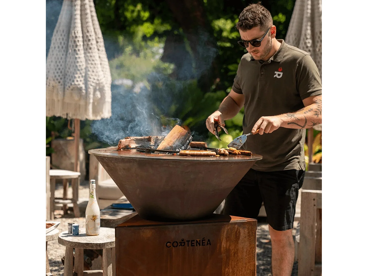 Rustikt Corten Brasero Set 60 cm + Grill + Kant