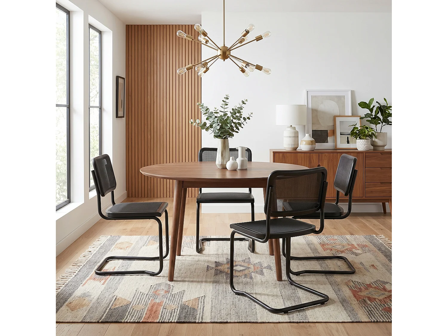 k-hometrends KUNO Freischwinger Stühle 2er Set mit Mesh – Esszimmerstühle Metall Schwarz – Designstühle modern schwarz