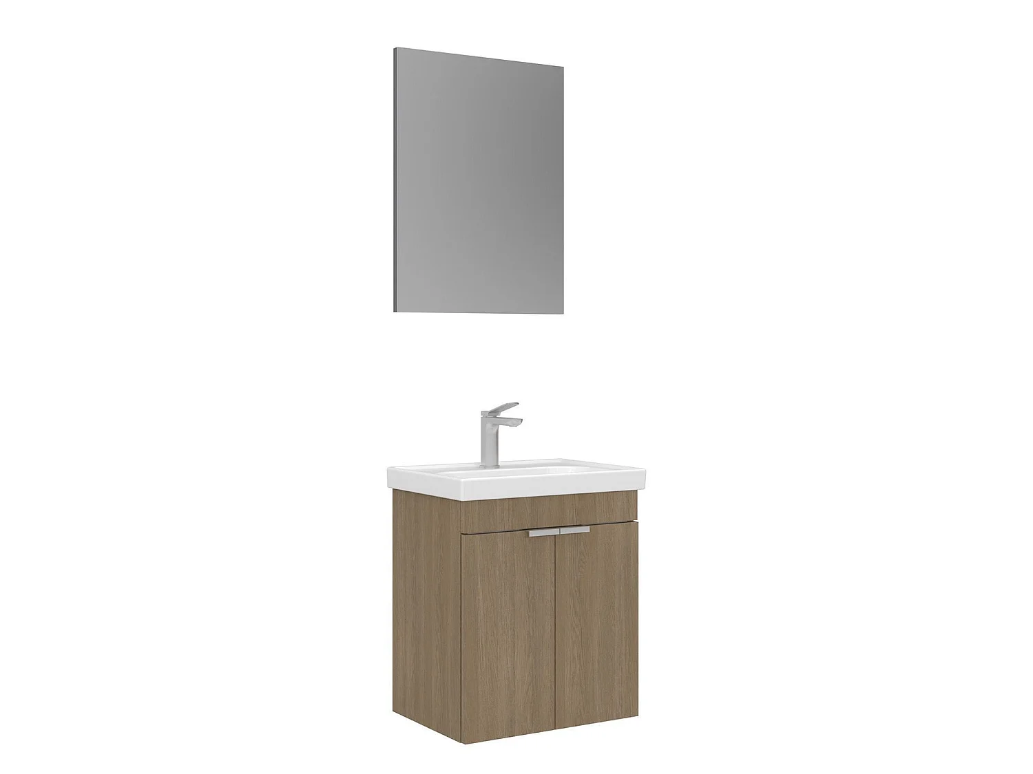 Ensemble Meuble Vasque avec Miroir (2 Pièces) "Desna 50" - 50 x 38 x 58 cm - Oak