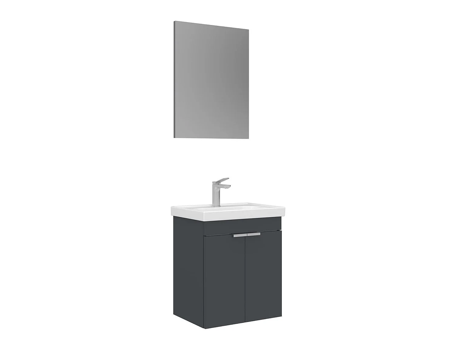Ensemble Meuble Vasque avec Miroir (2 Pièces) "Desna 50" - 50 x 38 x 58 cm - Matte Anthracite