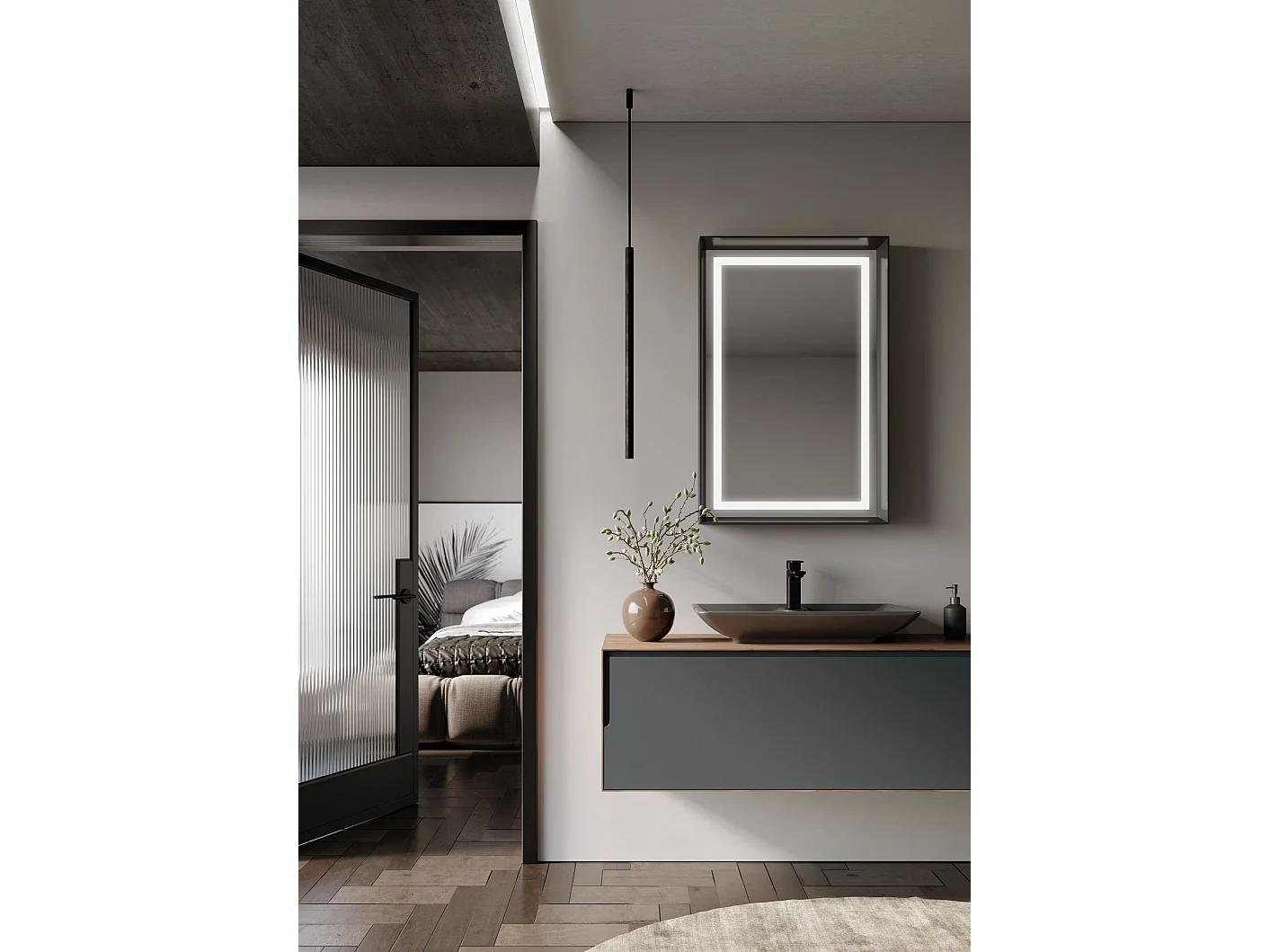 Meuble Vasque "Craft 120" - 120 x 50 x 40 cm - Walnut / Anthracite