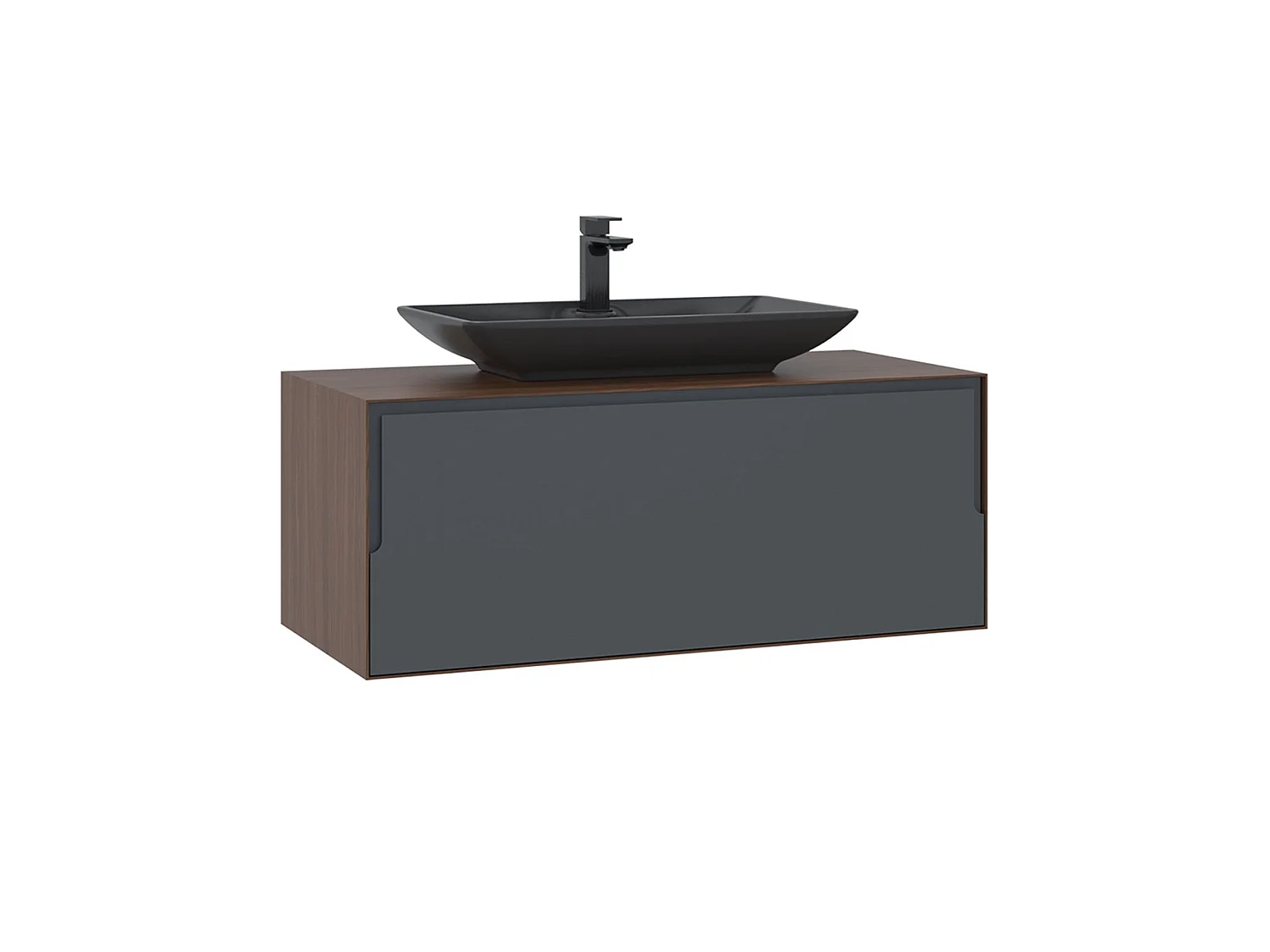 Meuble Vasque "Craft 100" - 100 x 50 x 40 cm - Walnut / Anthracite