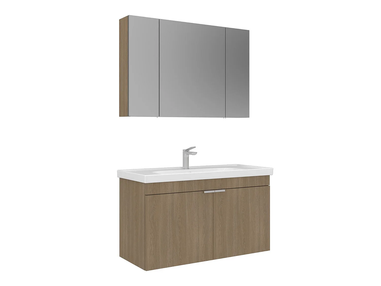 Ensemble Meuble Vasque avec Miroir (2 Pièces) "Desna 100" - 100 x 45 x 58 cm - Oak