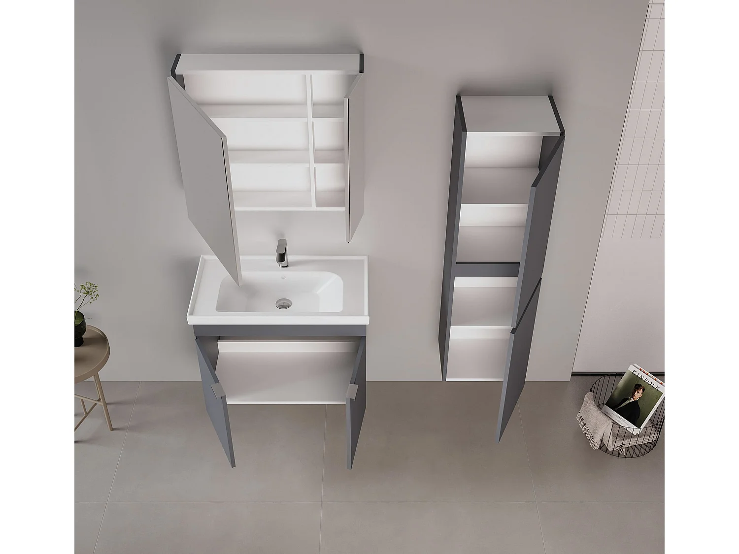 Meuble Vasque "Desna 80" - 80 x 45 x 58 cm - Matte Anthracite