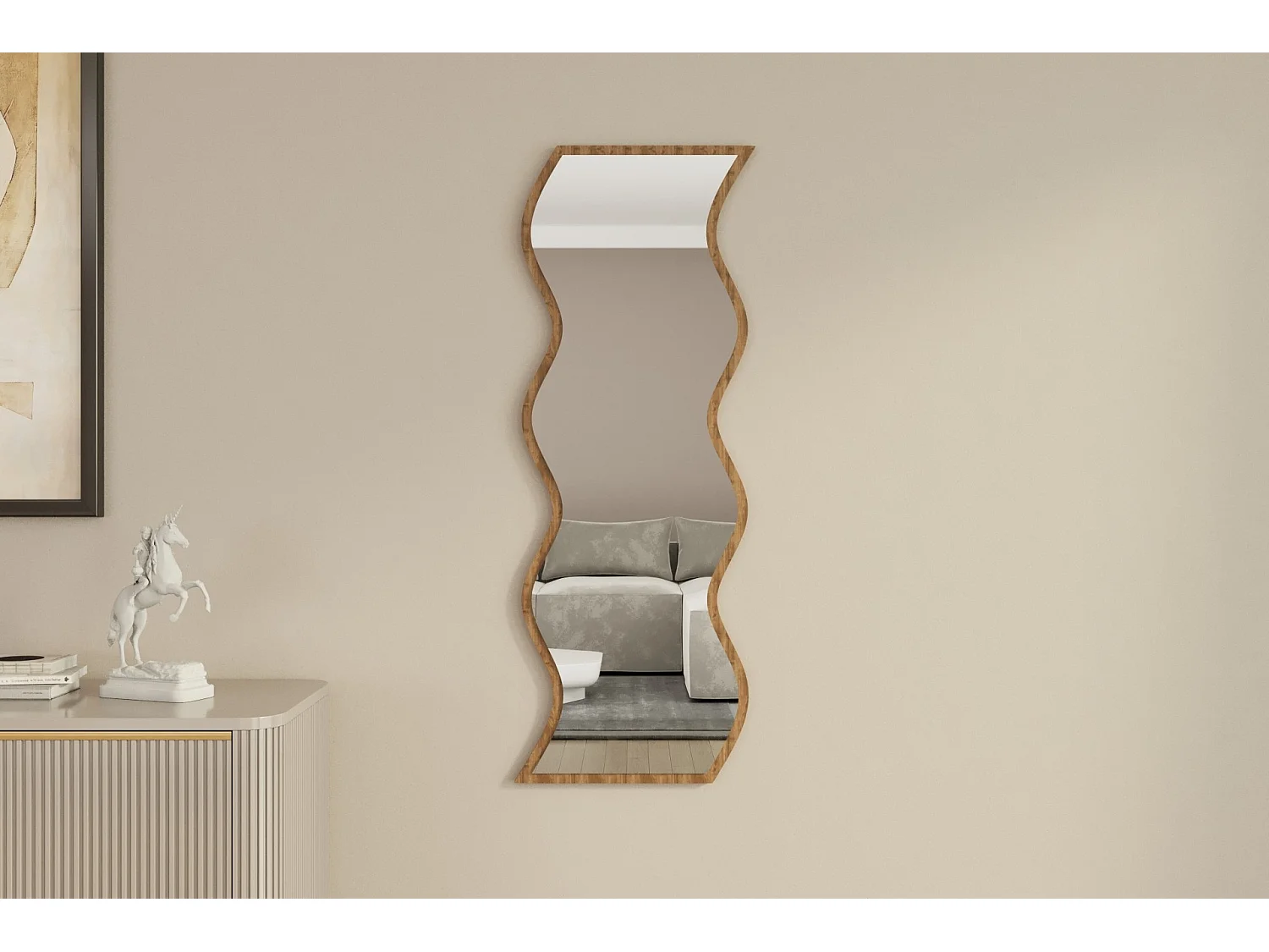 Safi" houten spiegel 40 x 2.2 x 120 cm - Wit