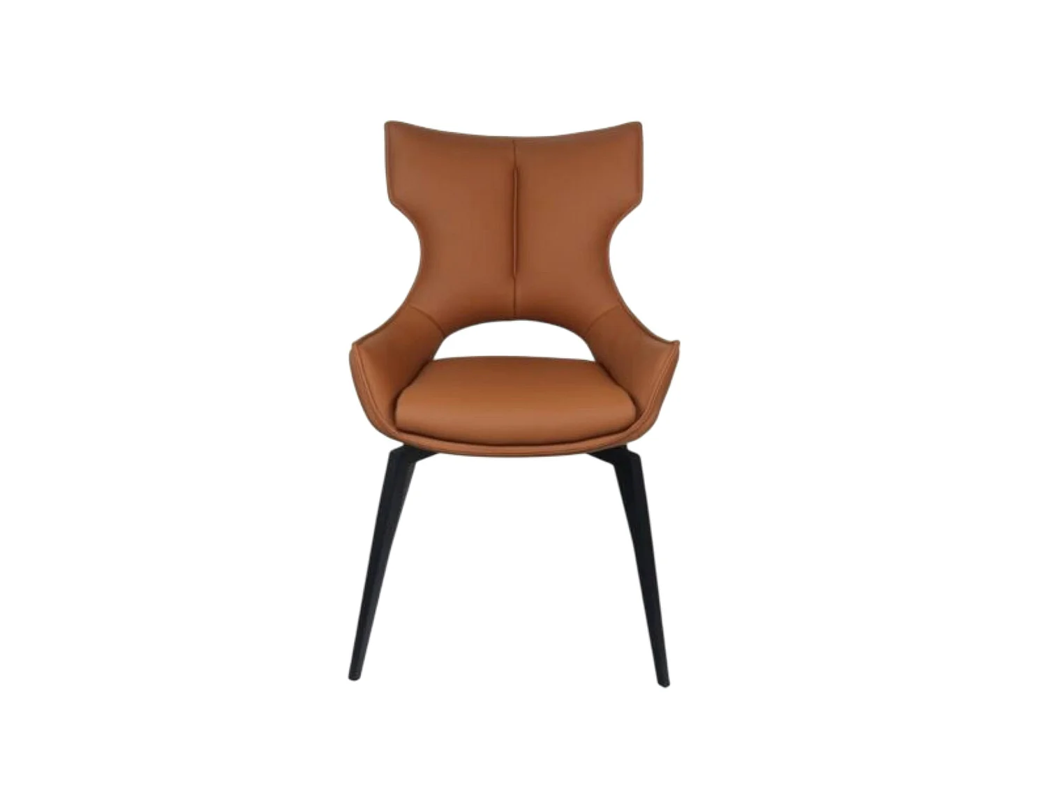 Chaise pivotante cuir cognac dossier ouvert (lot de 2) LOMBARDIE