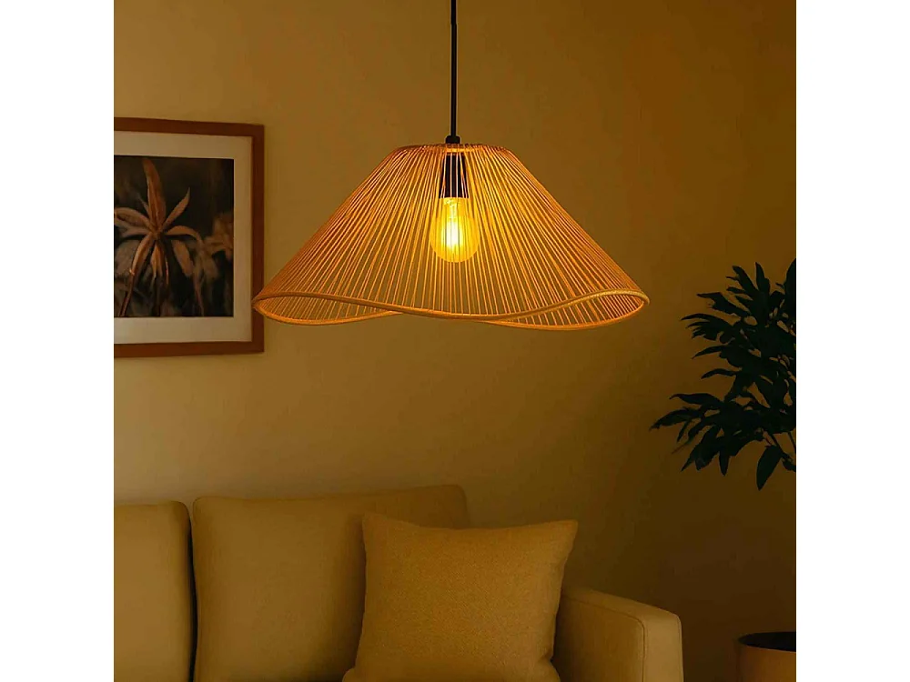 Lampadario a sospensione in rafia e metallo Talira