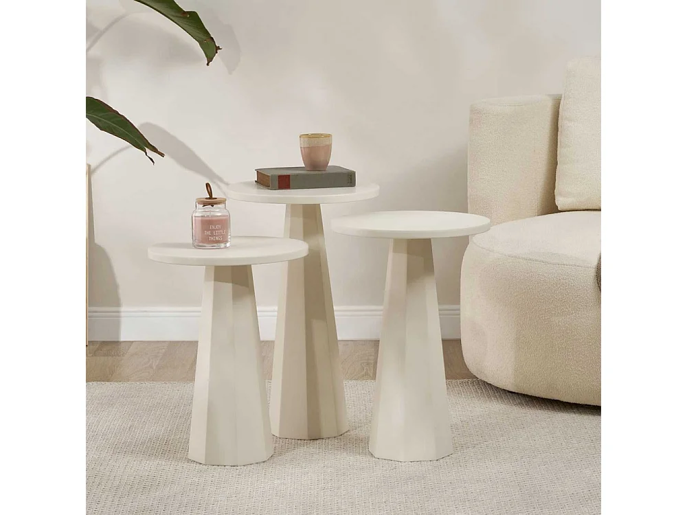 Set aus 3 weißen Couchtischen H57/H52/H47 cm - LILYUM
