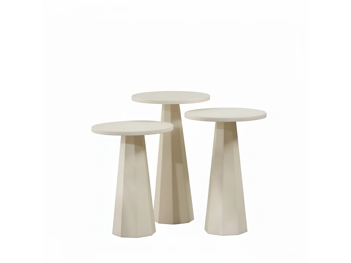 Set aus 3 weißen Couchtischen H57/H52/H47 cm - LILYUM