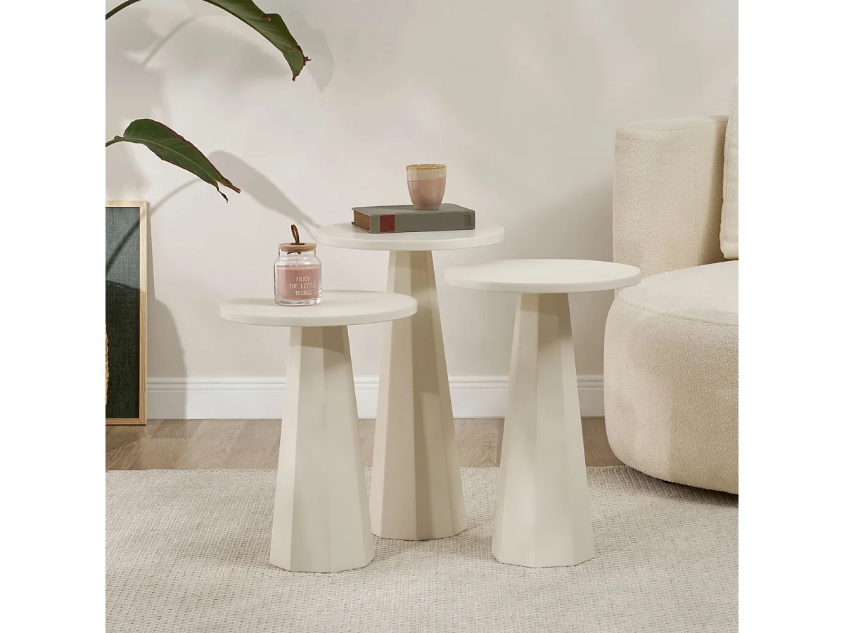 Set aus 3 weißen Couchtischen H57/H52/H47 cm - LILYUM