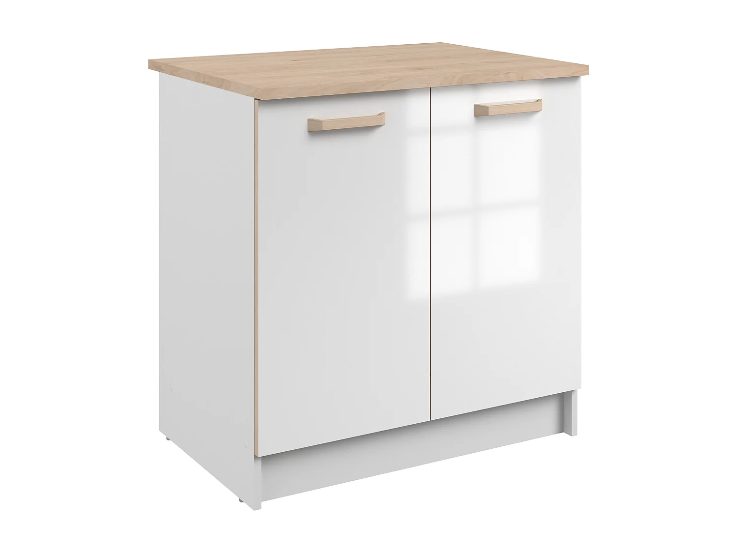 Cuisine complète - Avec plan de travail 240 cm - Blanc brillant et Naturel clair - TRATTORIA