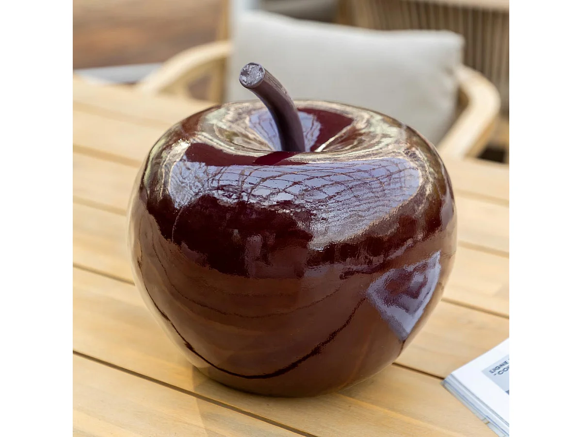 Pomme Déco Extérieur en Résine "Glossy" 26cm Rouge Rubis