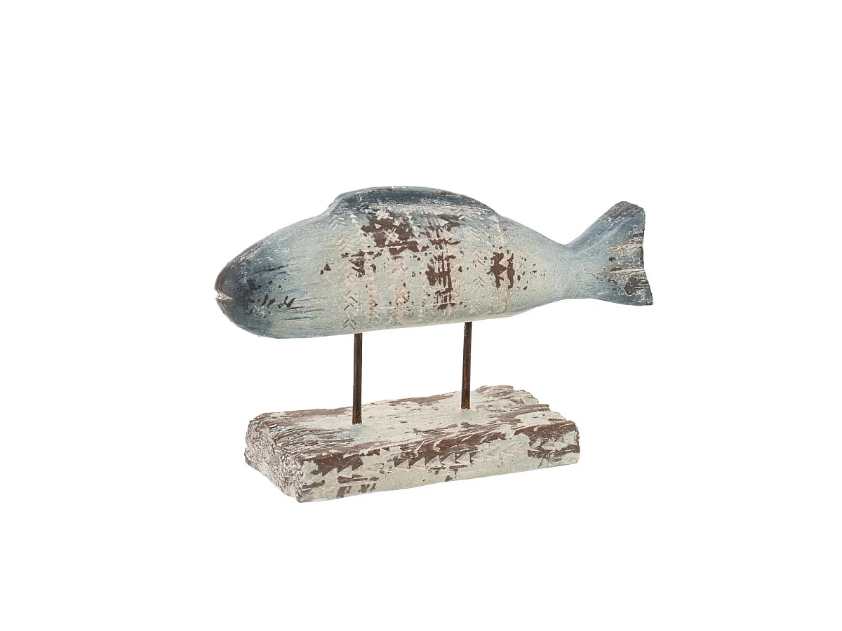 Statuette Poisson d'Extérieur sur Socle "Basil" 52cm Bleu