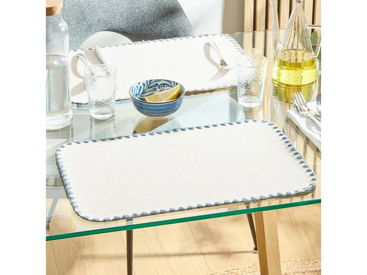 Set de Table en Tissu "Sandrine" 30x45cm Bleu