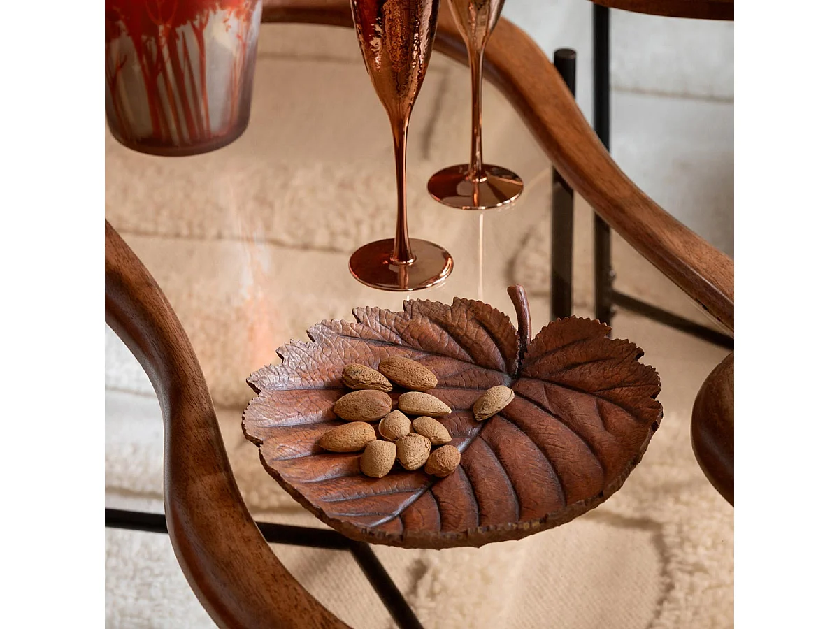 Coupelle Déco Feuille "Plate" 30cm Orange Foncé